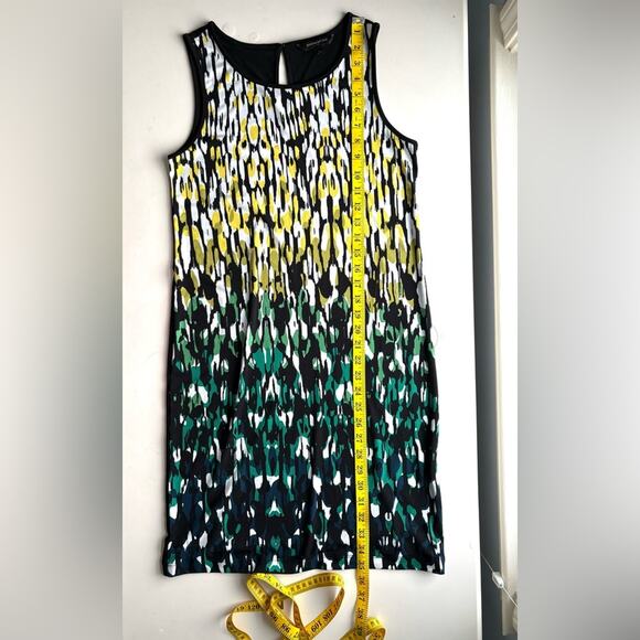 Banana Republic Dress, Black, Yellow, White, and Green Patterned Shift, Size XS - Picture 6 of 7